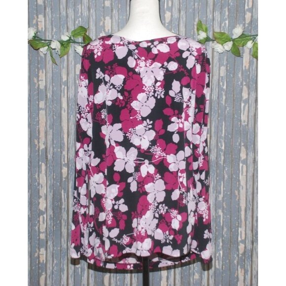 Covington Women's Floral Blouse Top Plus SZ 1X Scoop Neckline Faux Cami Stretch - Picture 5 of 7